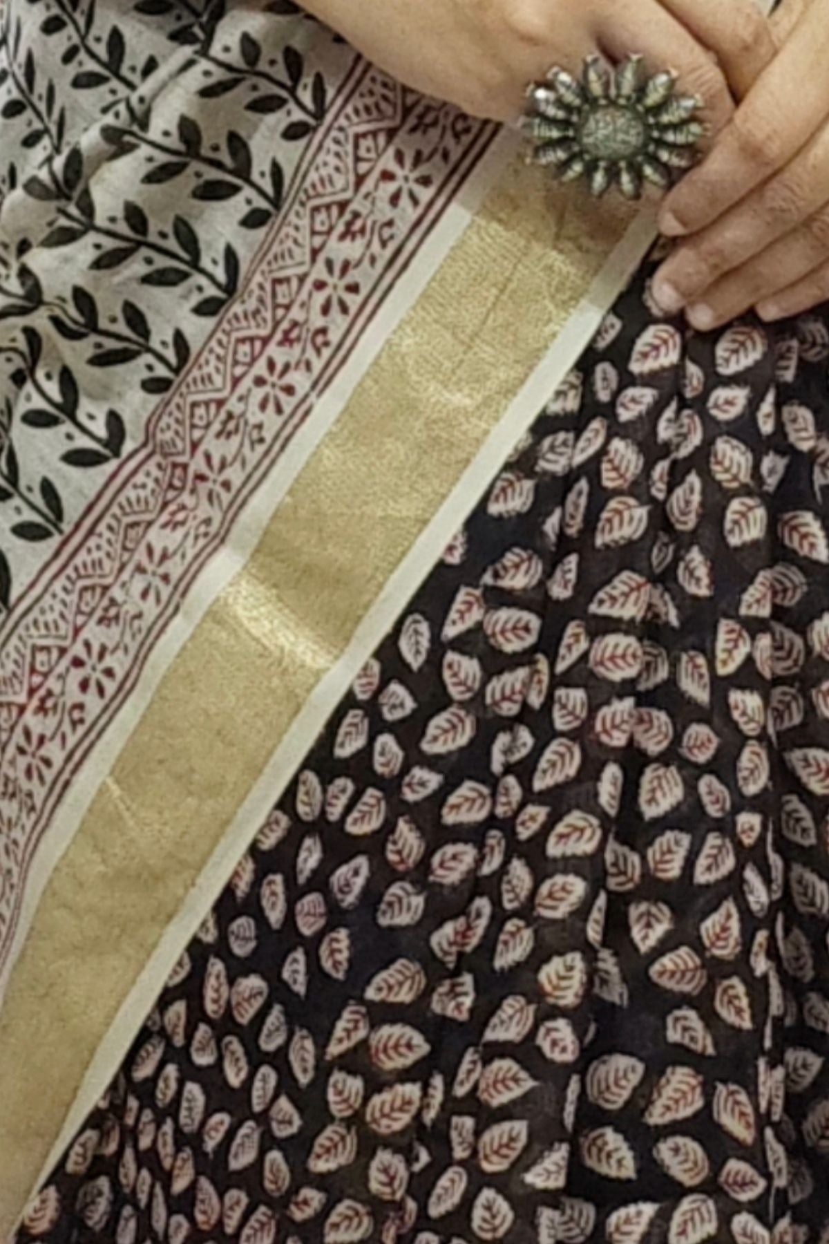 Black Bagh Print Maheshwari Saree 1