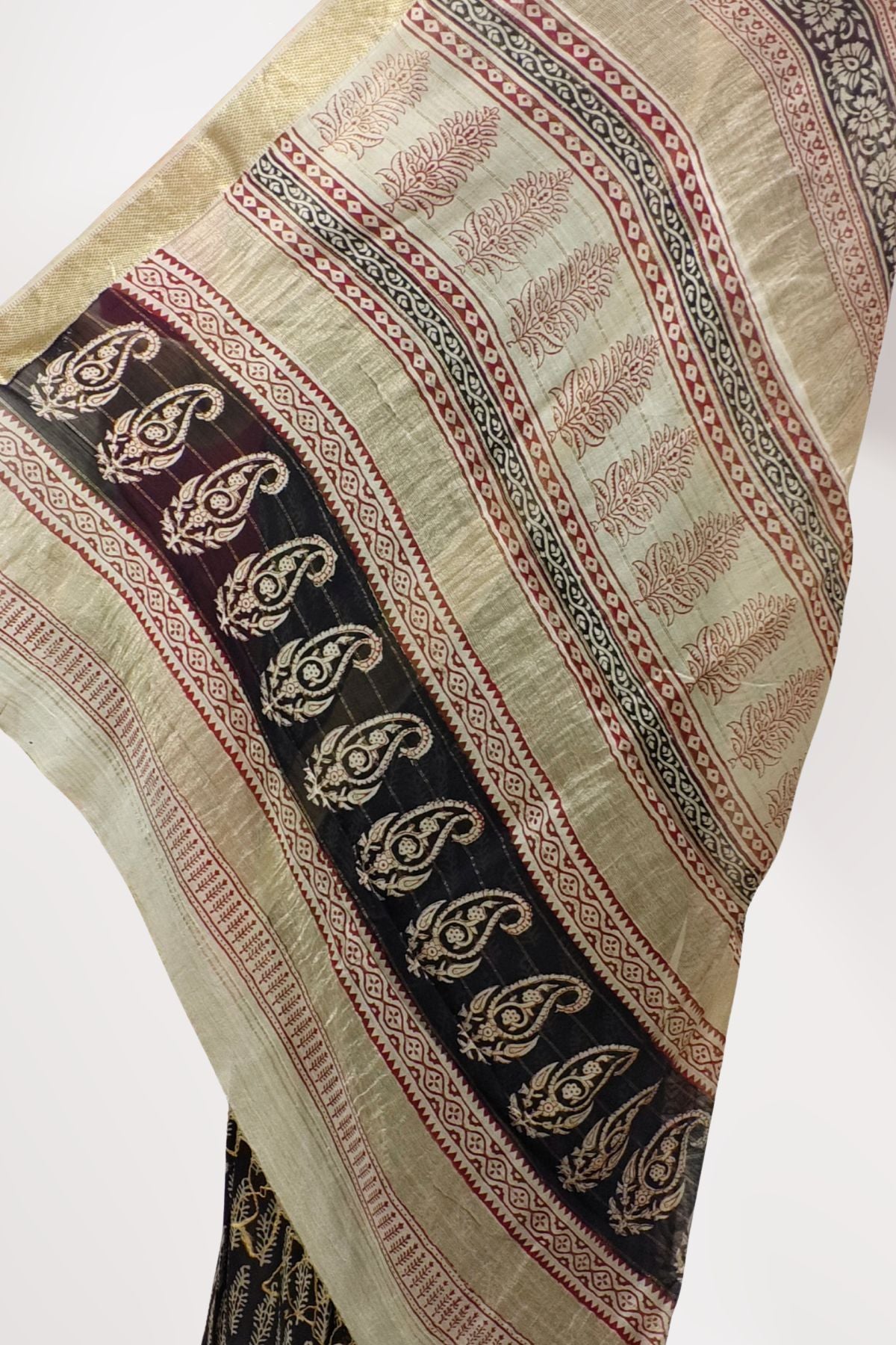 Black Bagh Print Maheshwari Saree