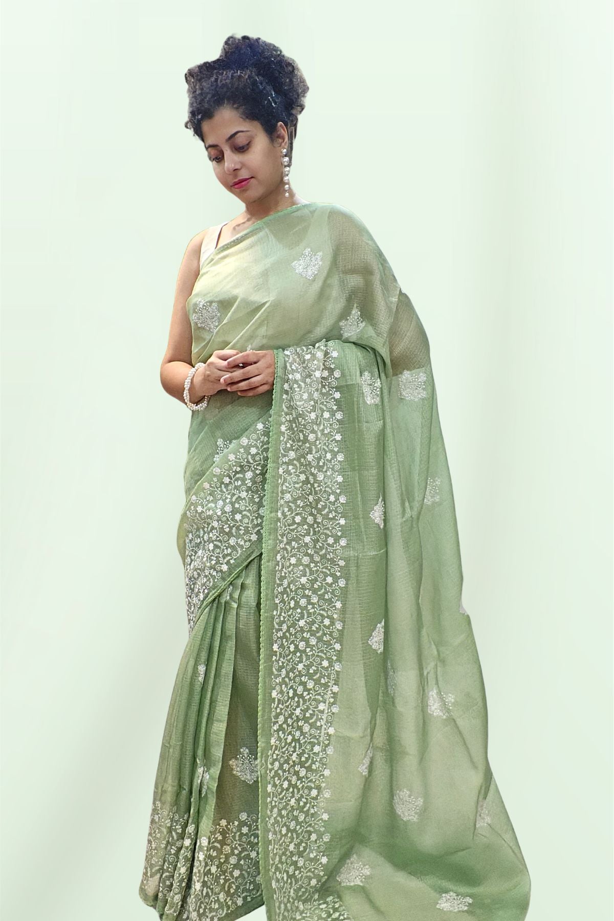 Green Manipuri Checks Cotton Saree