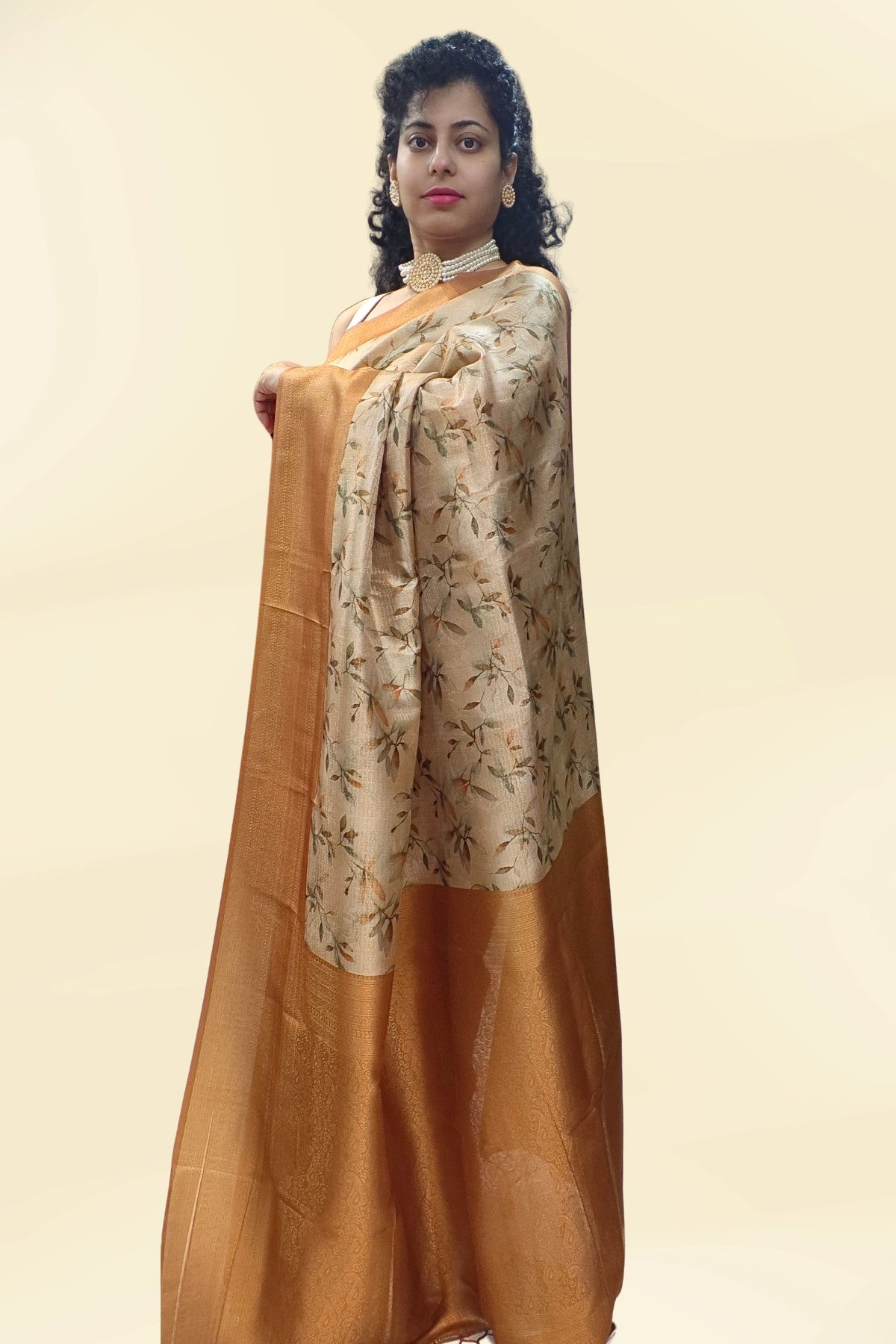 Mustard Floral Rajguru Printed Saree