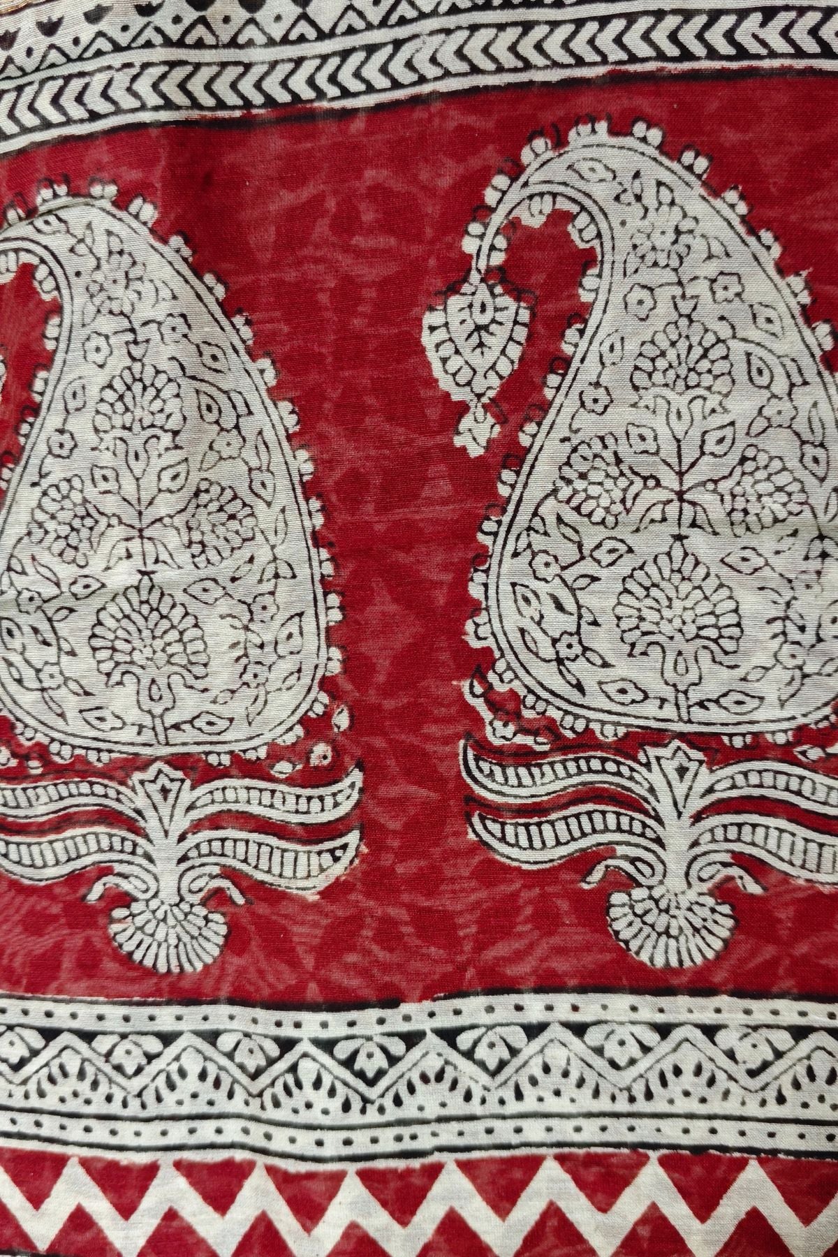 Red Bagh Print Maheshwari Saree 2