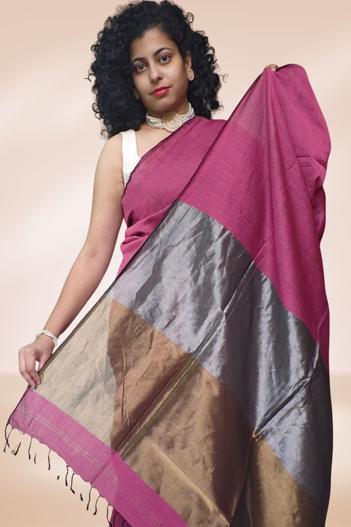 Pink 4 Pedal Maheshwari Saree