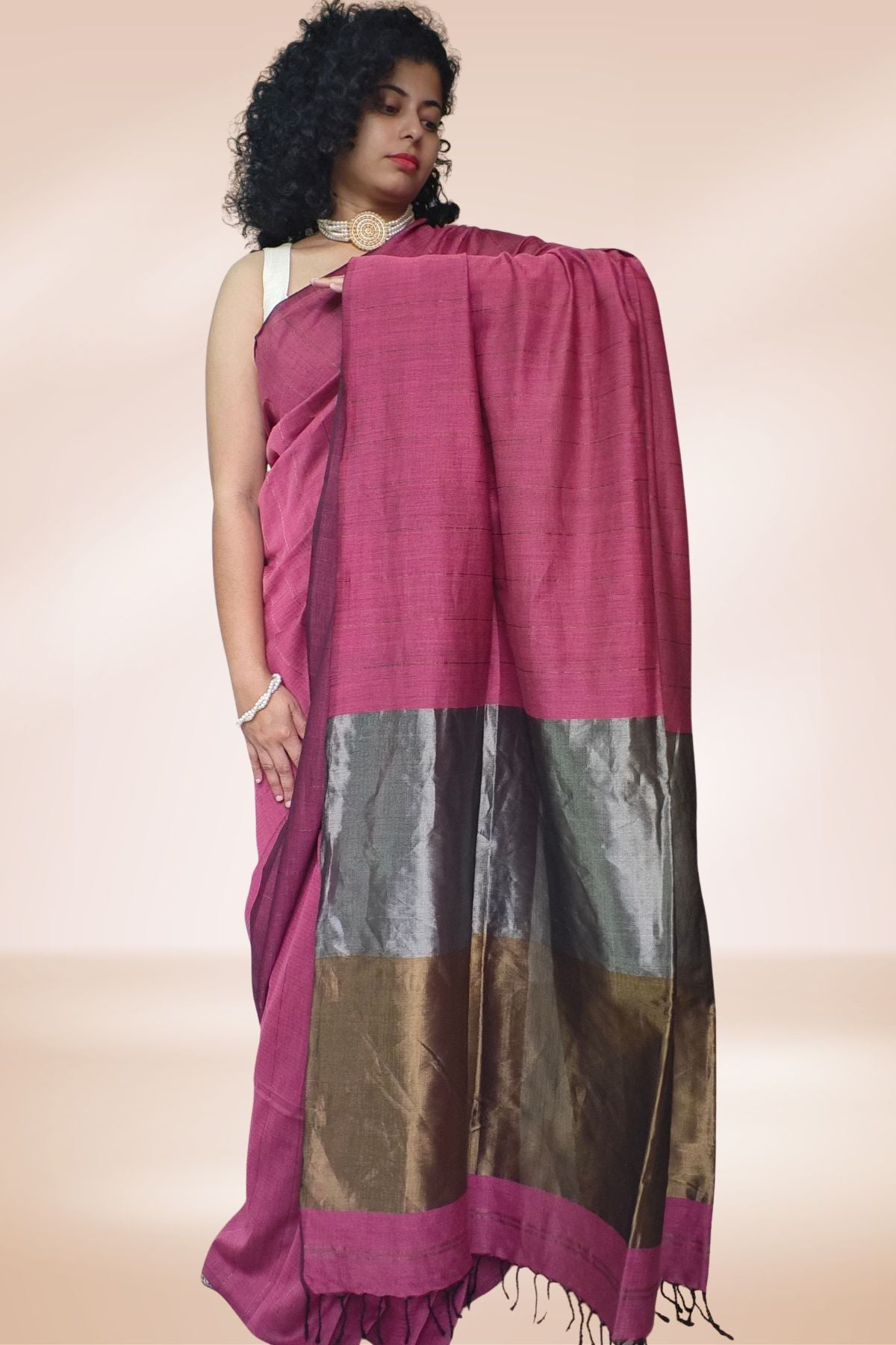 Pink 4 Pedal Maheshwari Saree