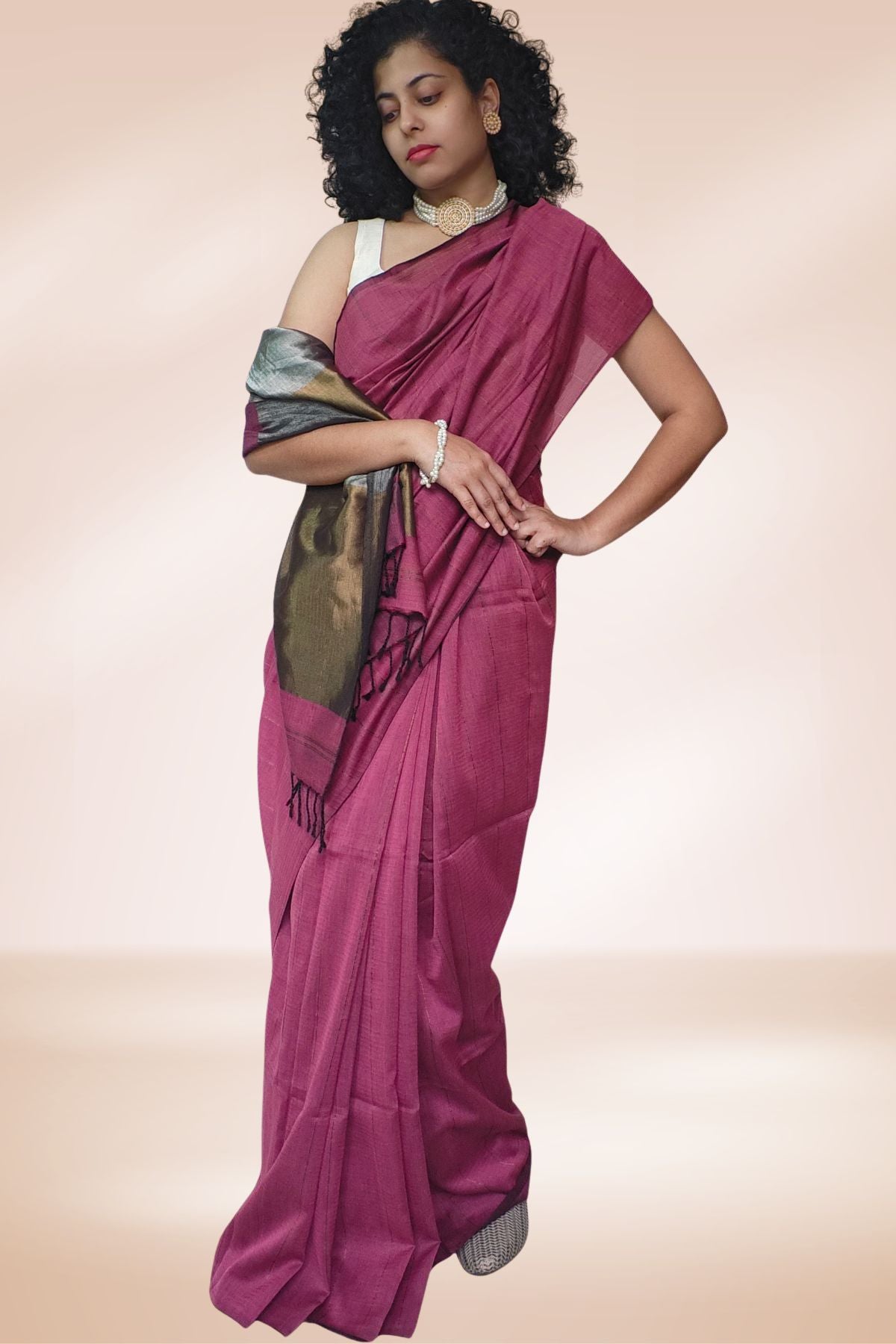Pink 4 Pedal Maheshwari Saree