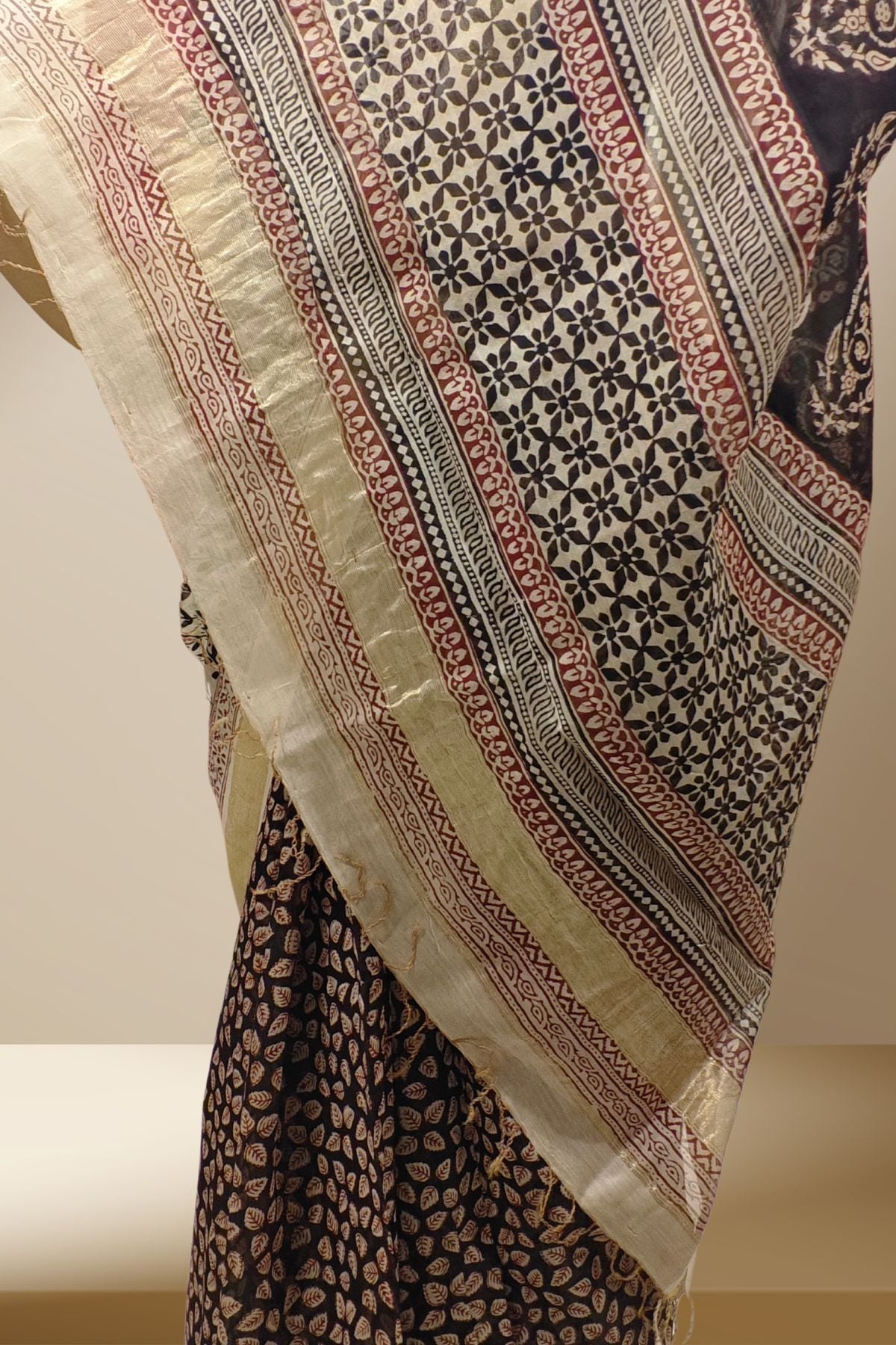 Black Bagh Print Maheshwari Saree