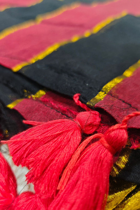 Black & Red Mulcotton Saree