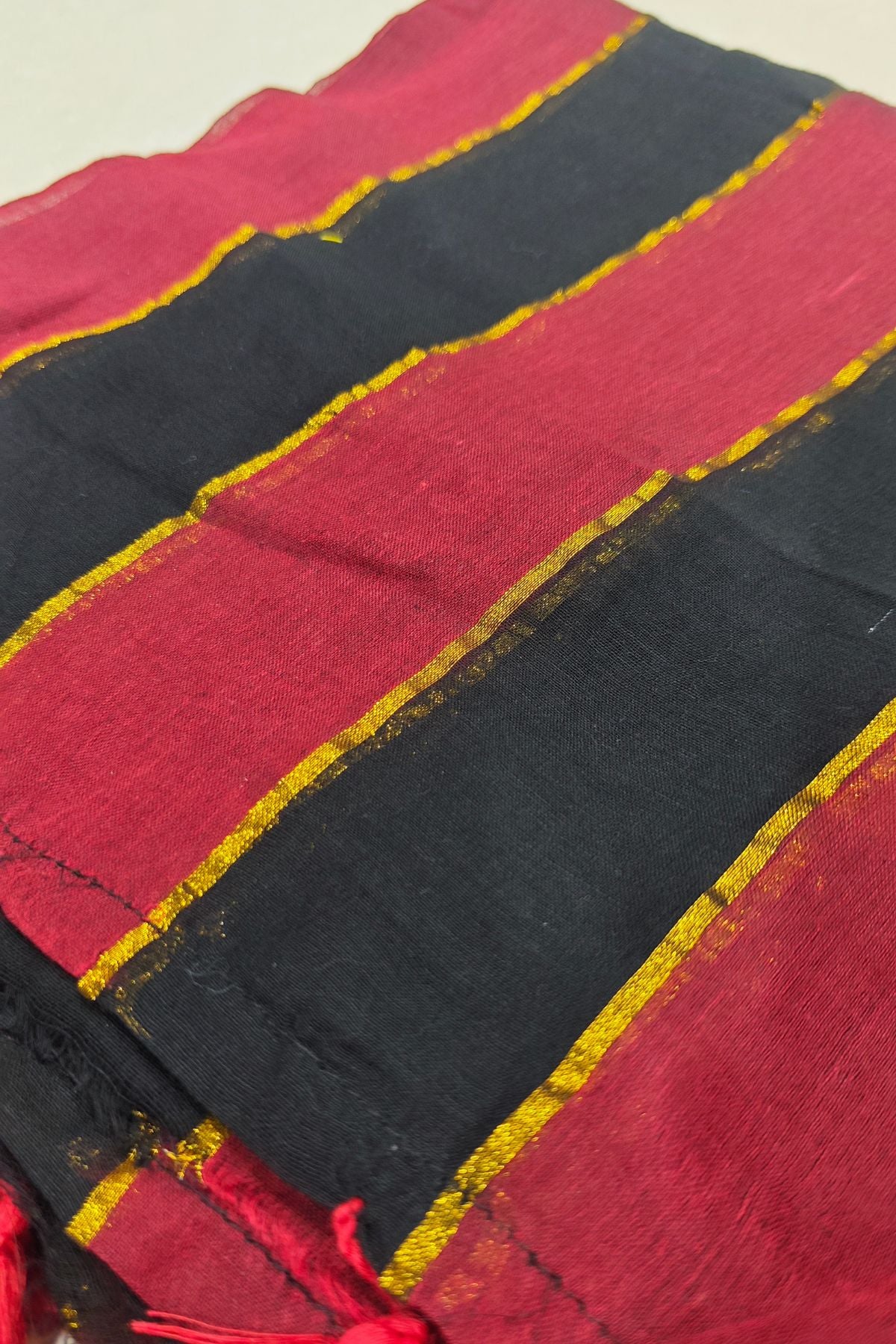 Black & Red Mulcotton Saree