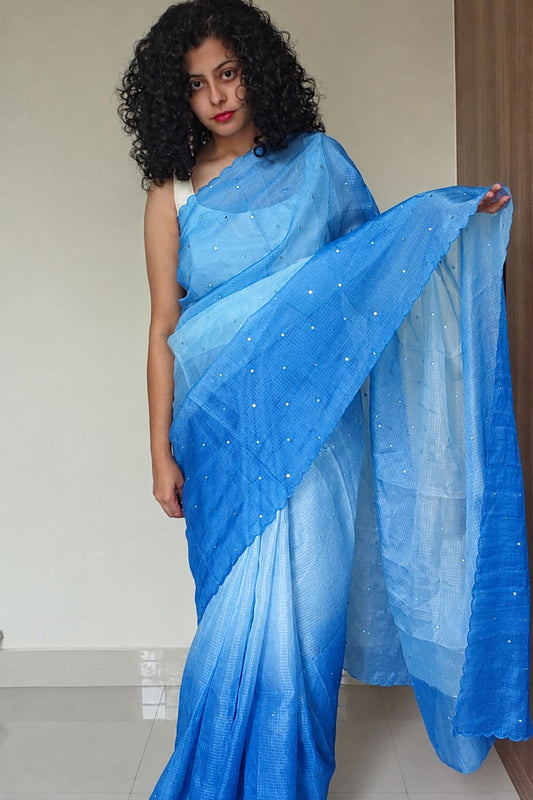 Blue Kota Ombre Saree