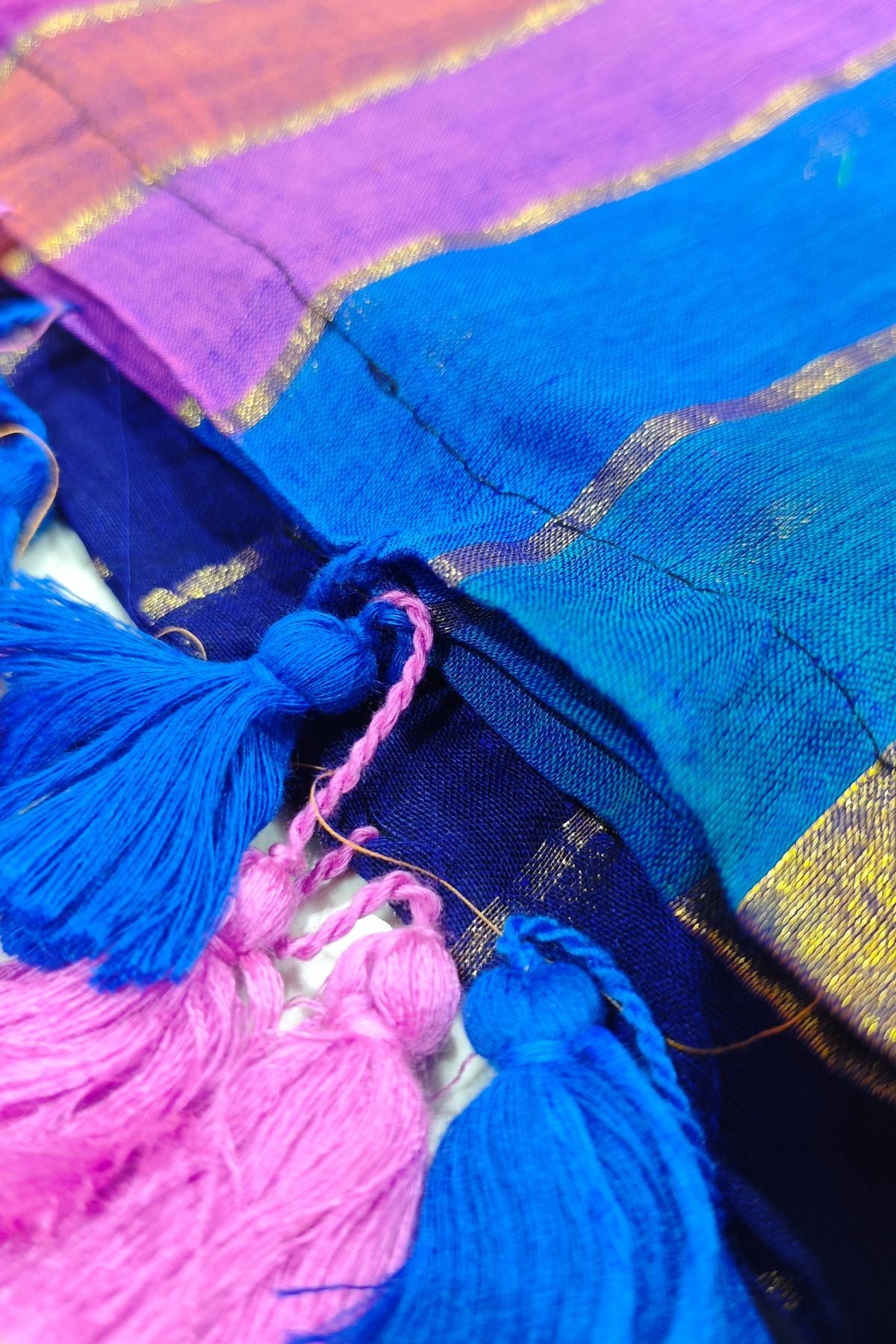 Blue Mulcotton Saree