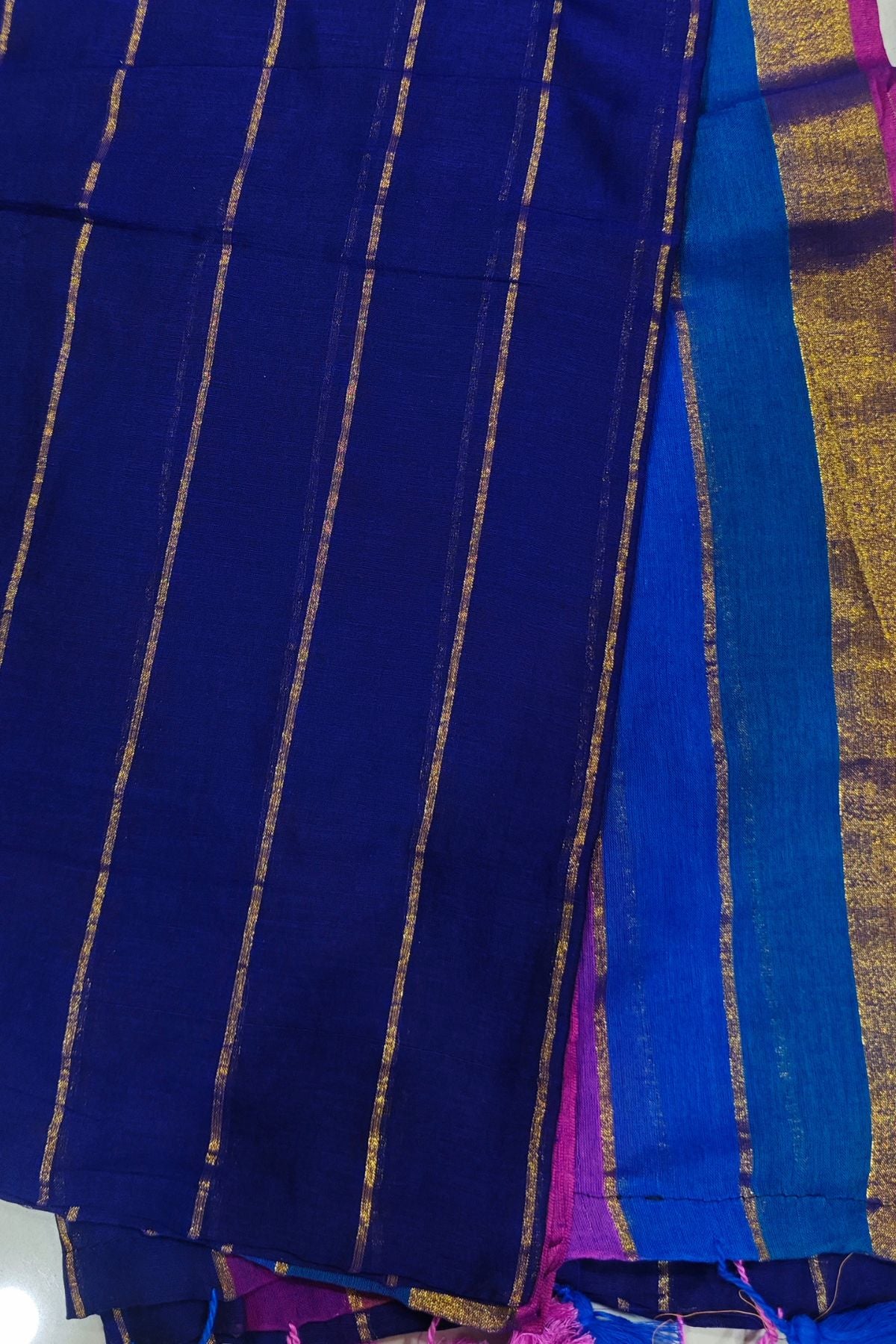 Blue Mulcotton Saree
