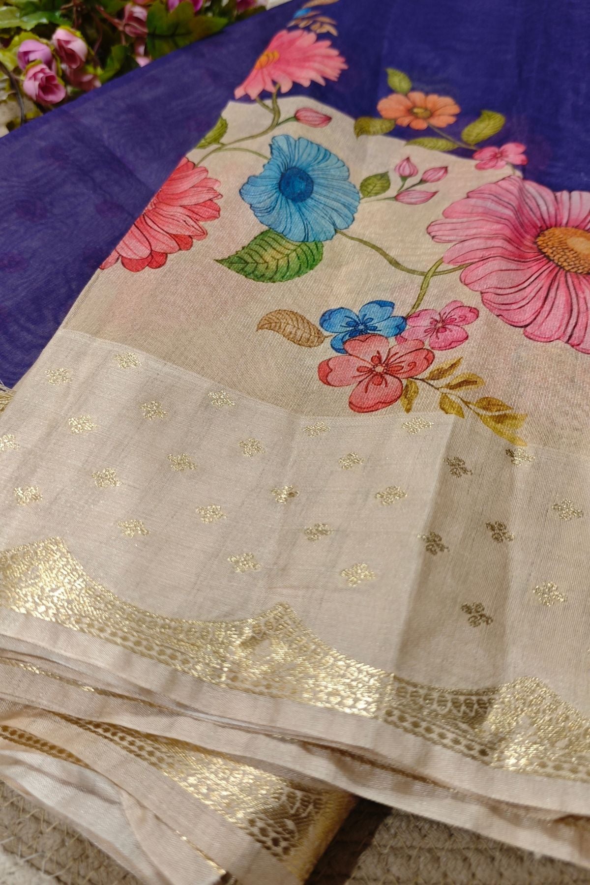 Blue Tussar Saree