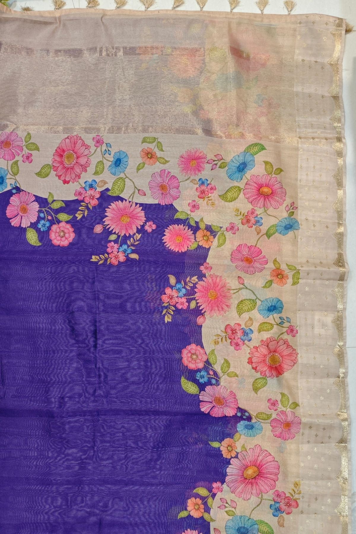 Blue Tussar Saree