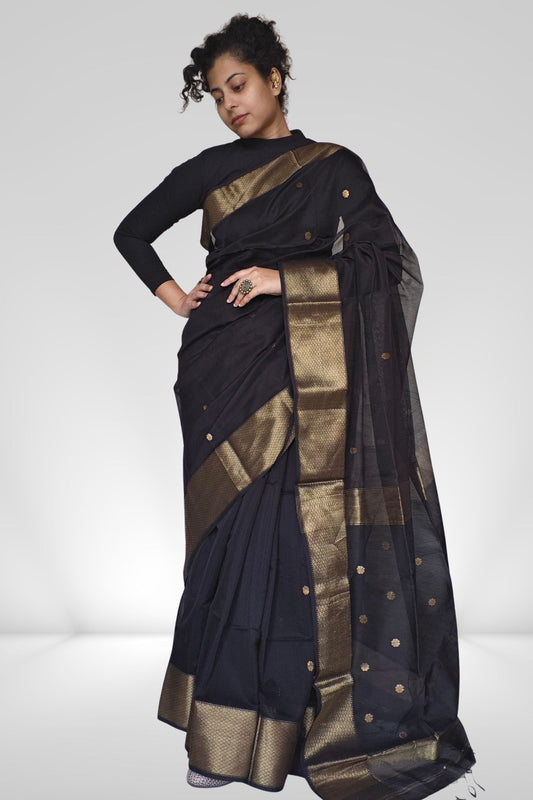 Black Badi Choti Maheshwari Saree
