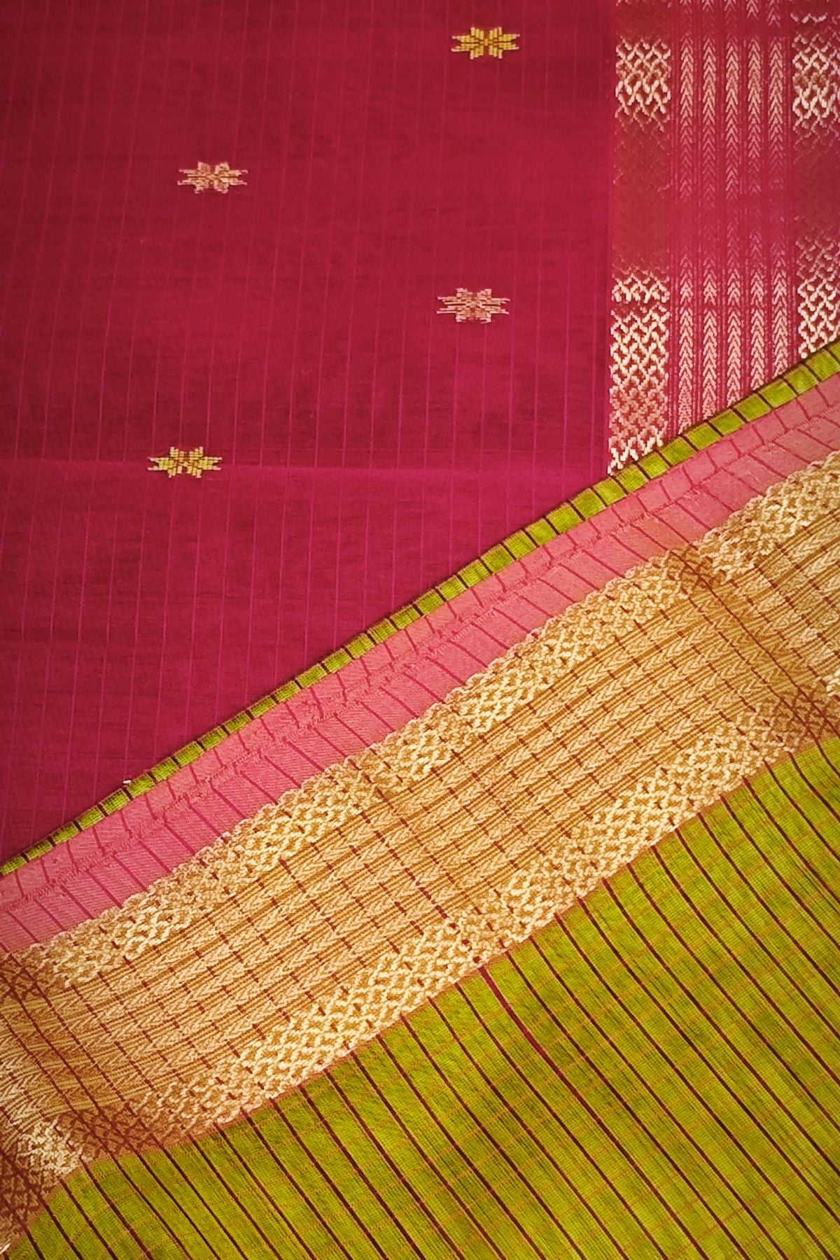 Green Checks Star Buti Maheshwari Saree