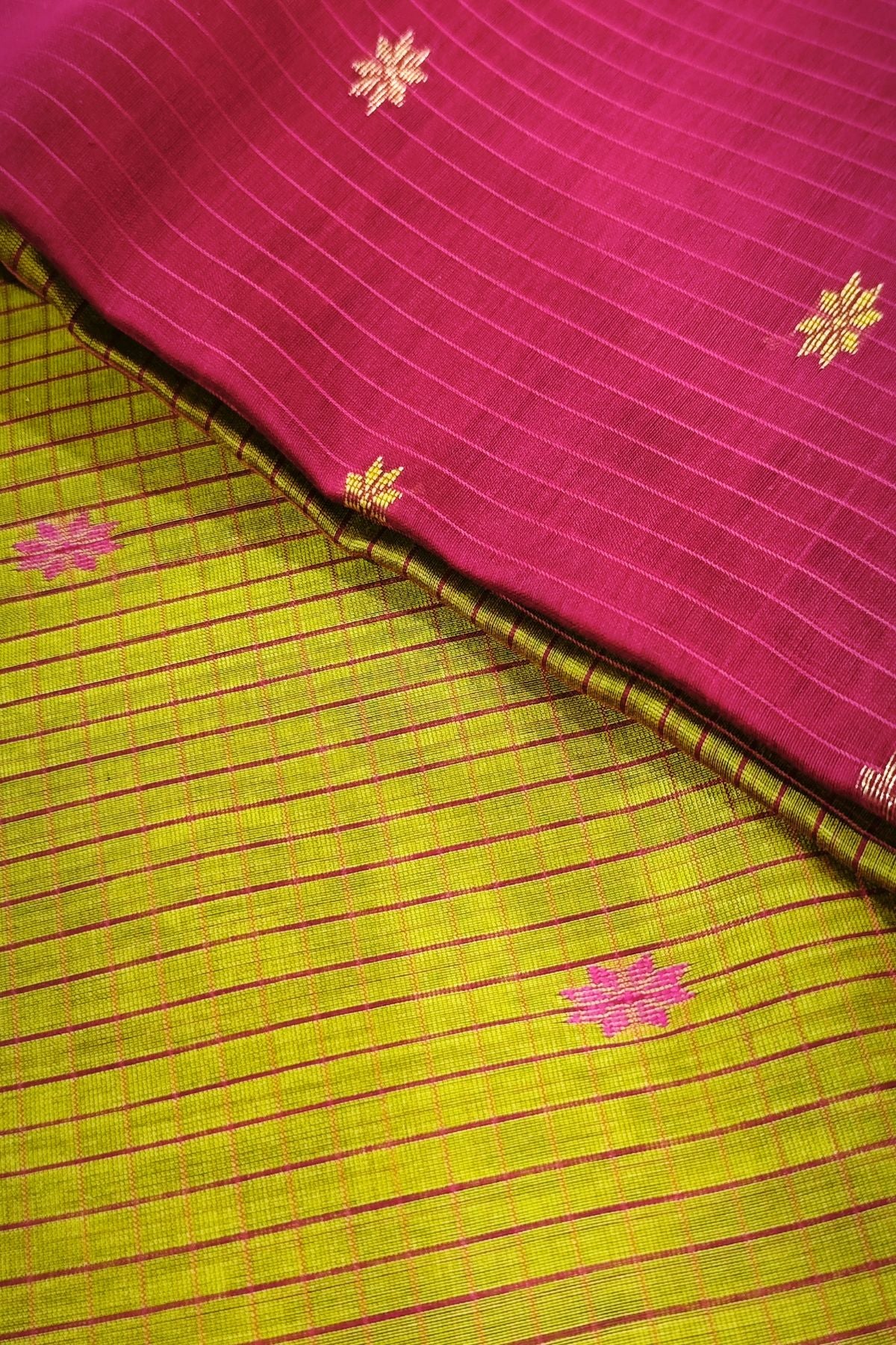 Green Checks Star Buti Maheshwari Saree