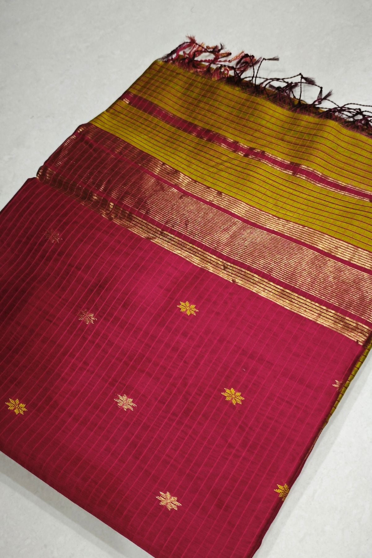 Green Checks Star Buti Maheshwari Saree