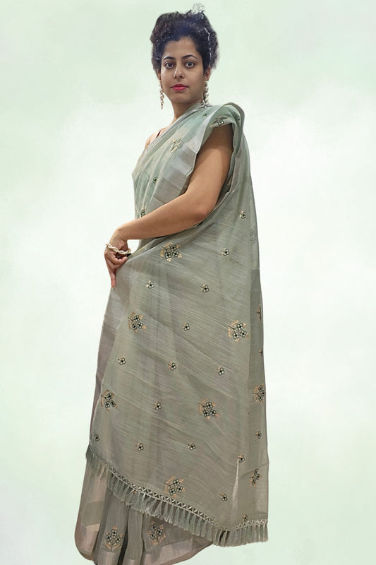 Green Cotton Saree 1