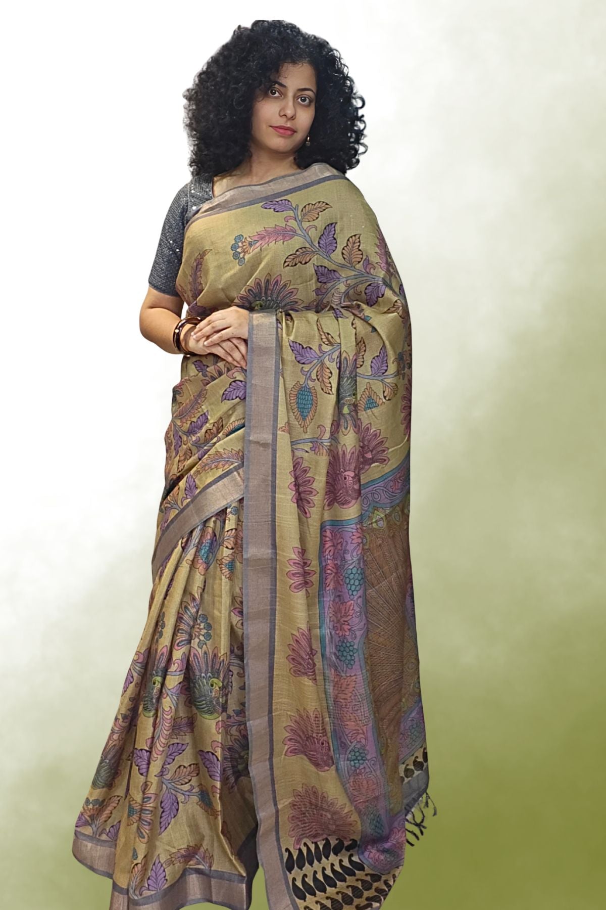 Green Kelvingrove Printed Saree