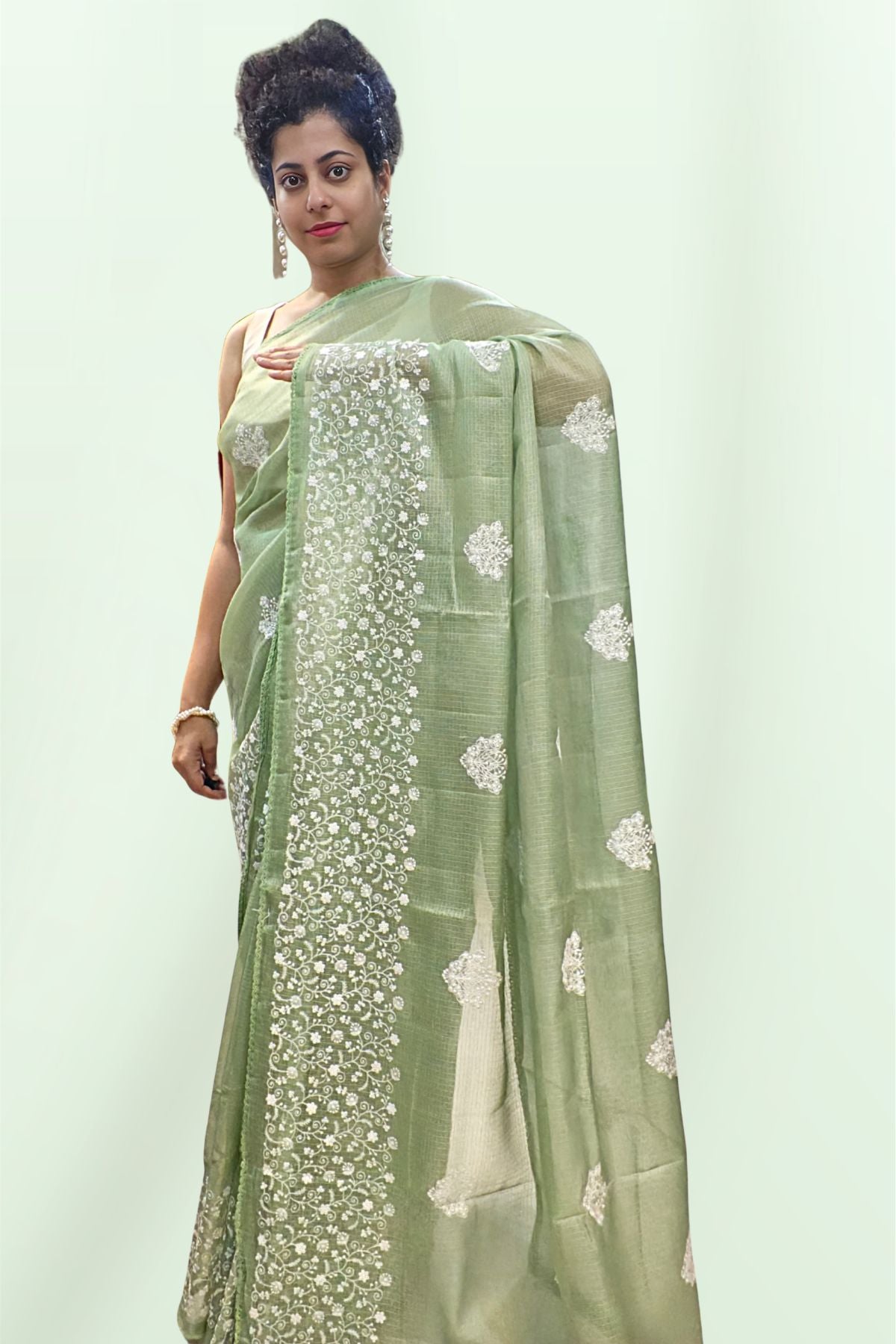 Green Manipuri Checks Cotton Saree