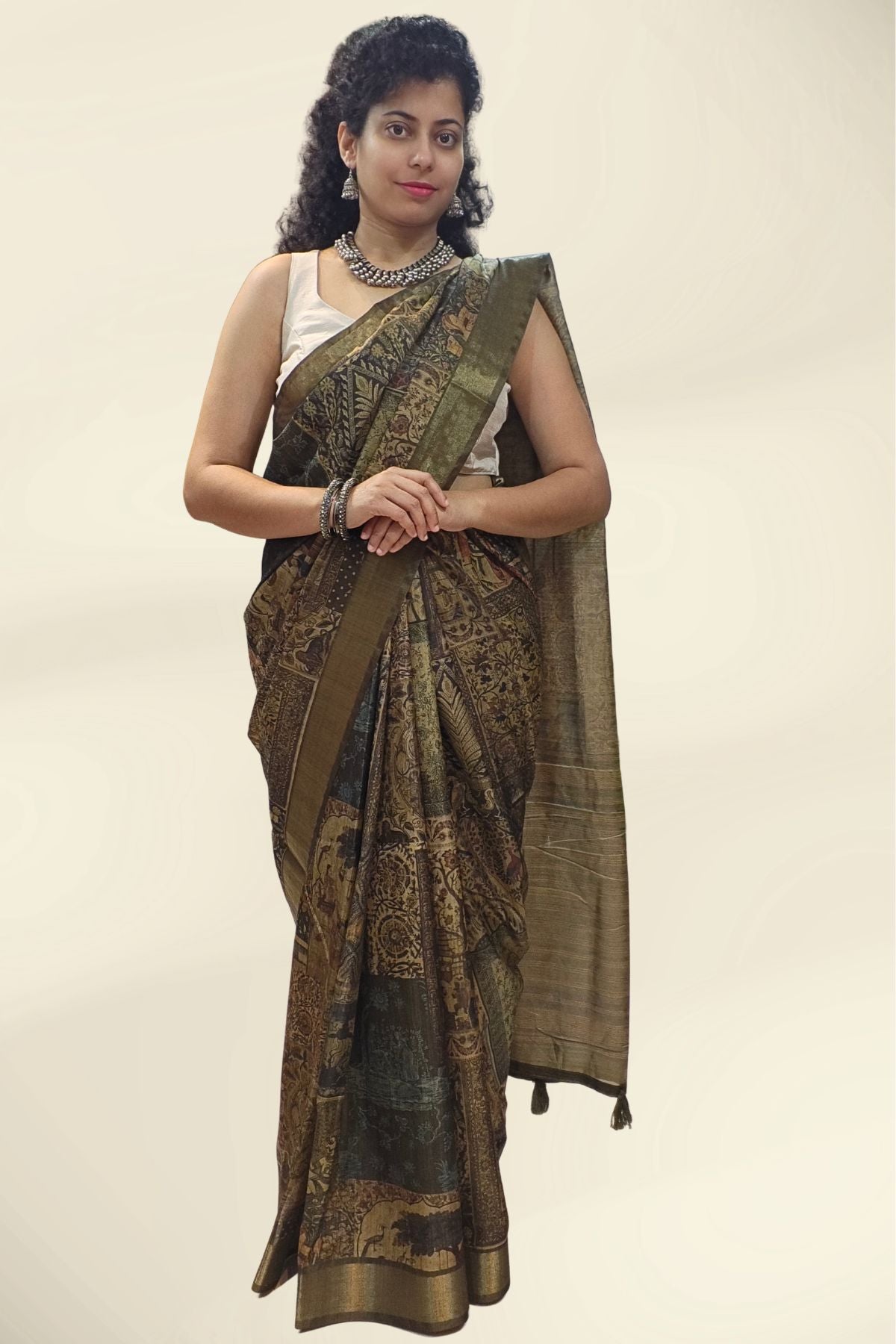 Green Pedana Kalamkari Silk Saree