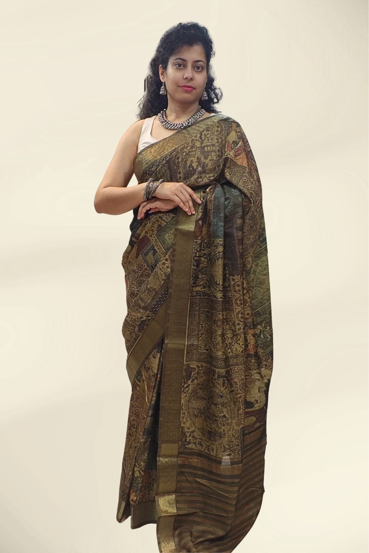 Green Pedana Kalamkari Silk Saree