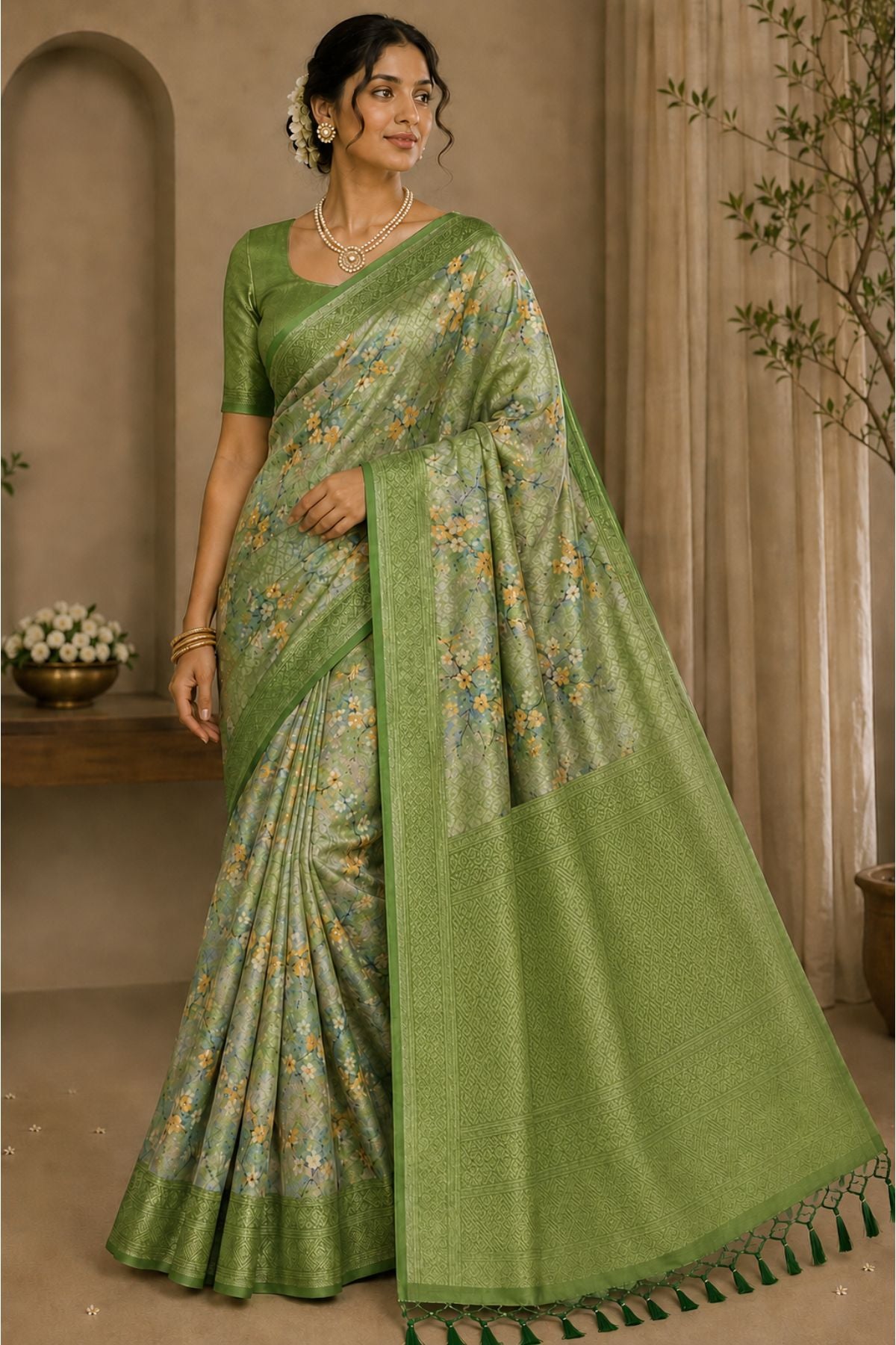 Green Rajguru Printed Saree