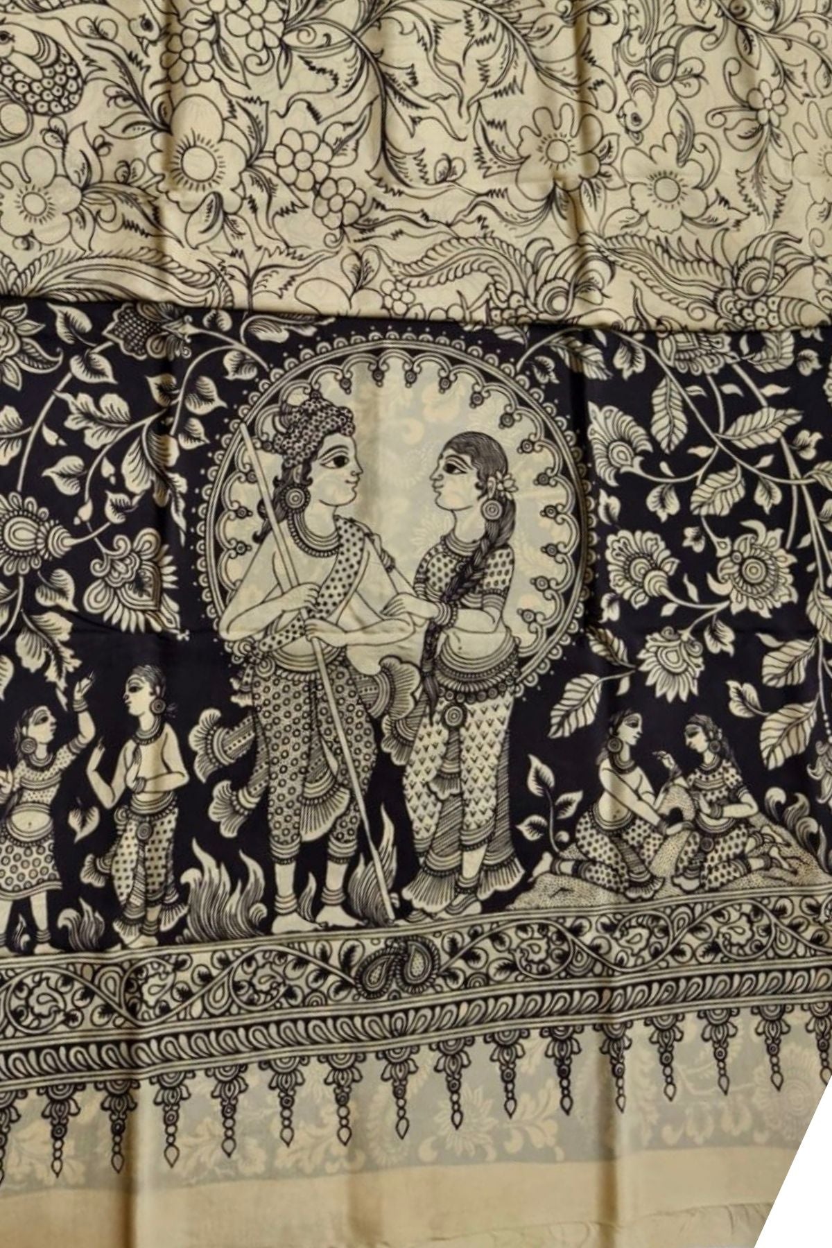 Ivory Srikalahasti Kalamkari Saree 2