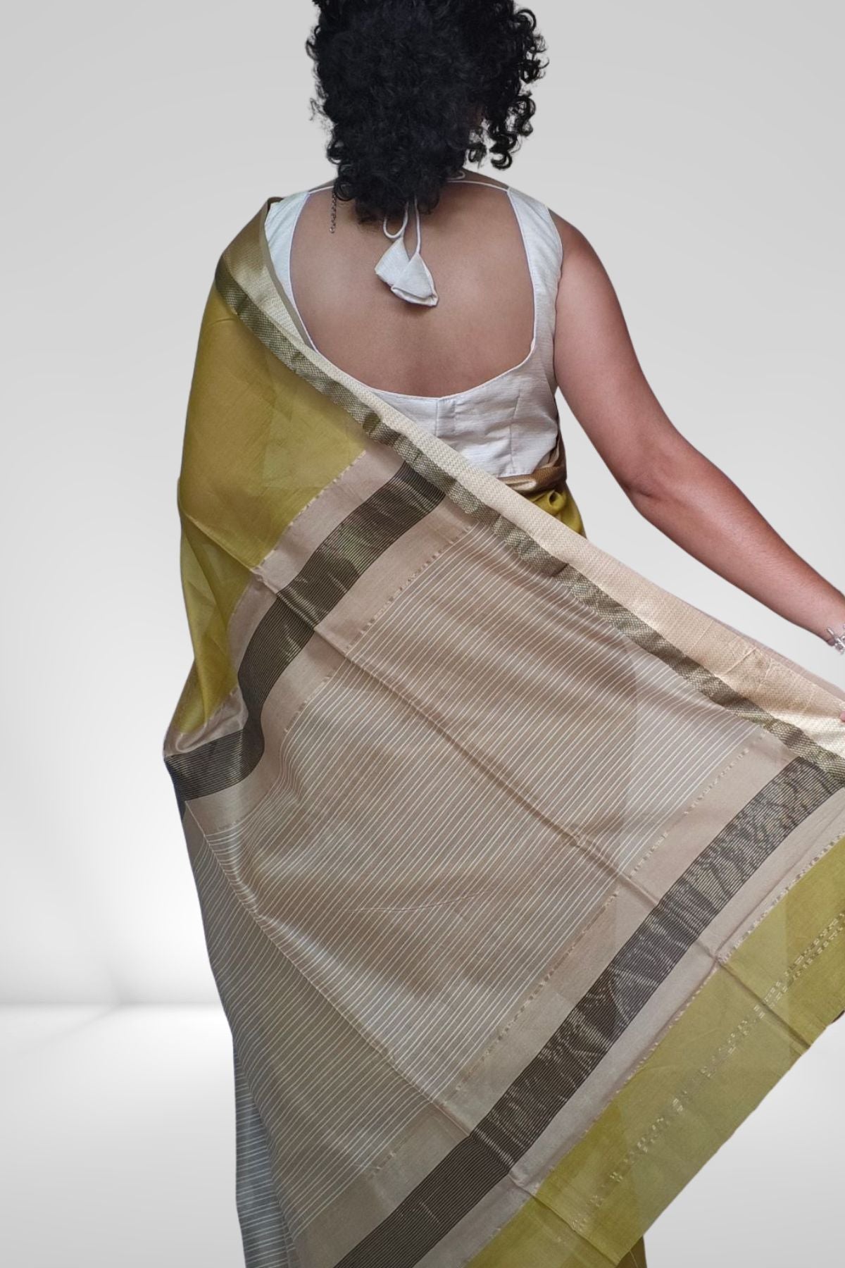 Green Kell Border Maheshwari Saree