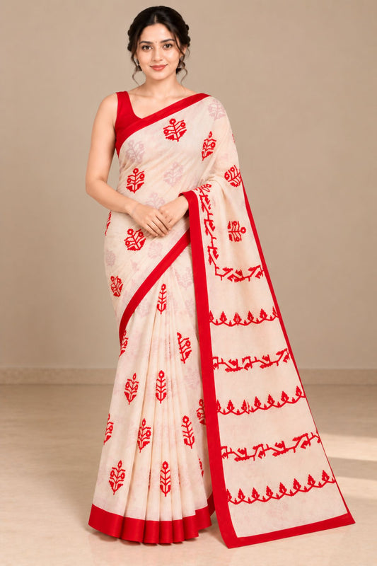 Laal Shada Saree