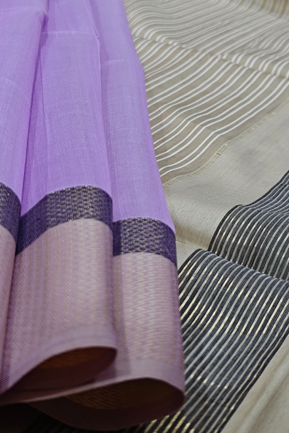 Lavender Kell Border Maheshwari Saree