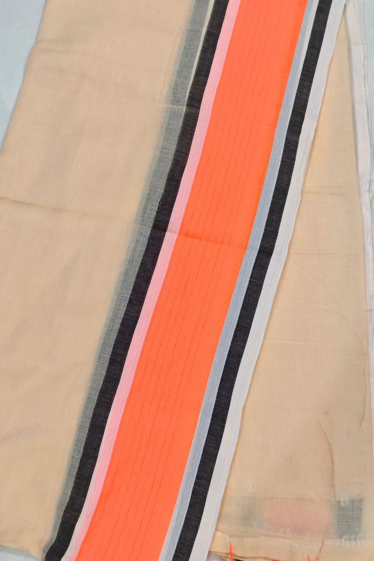 Light Orange Mulcotton Saree