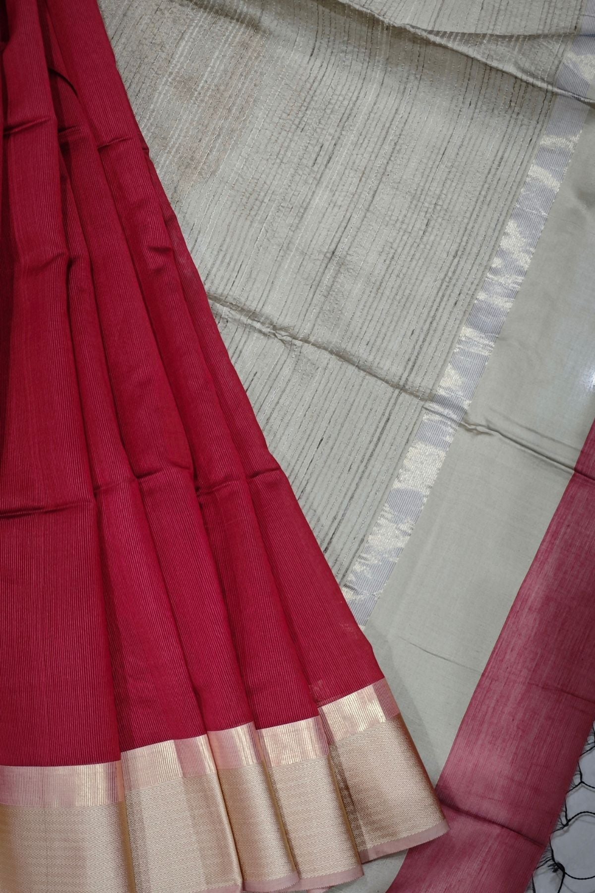 Maroon Gicha Silk Maheshwari Saree