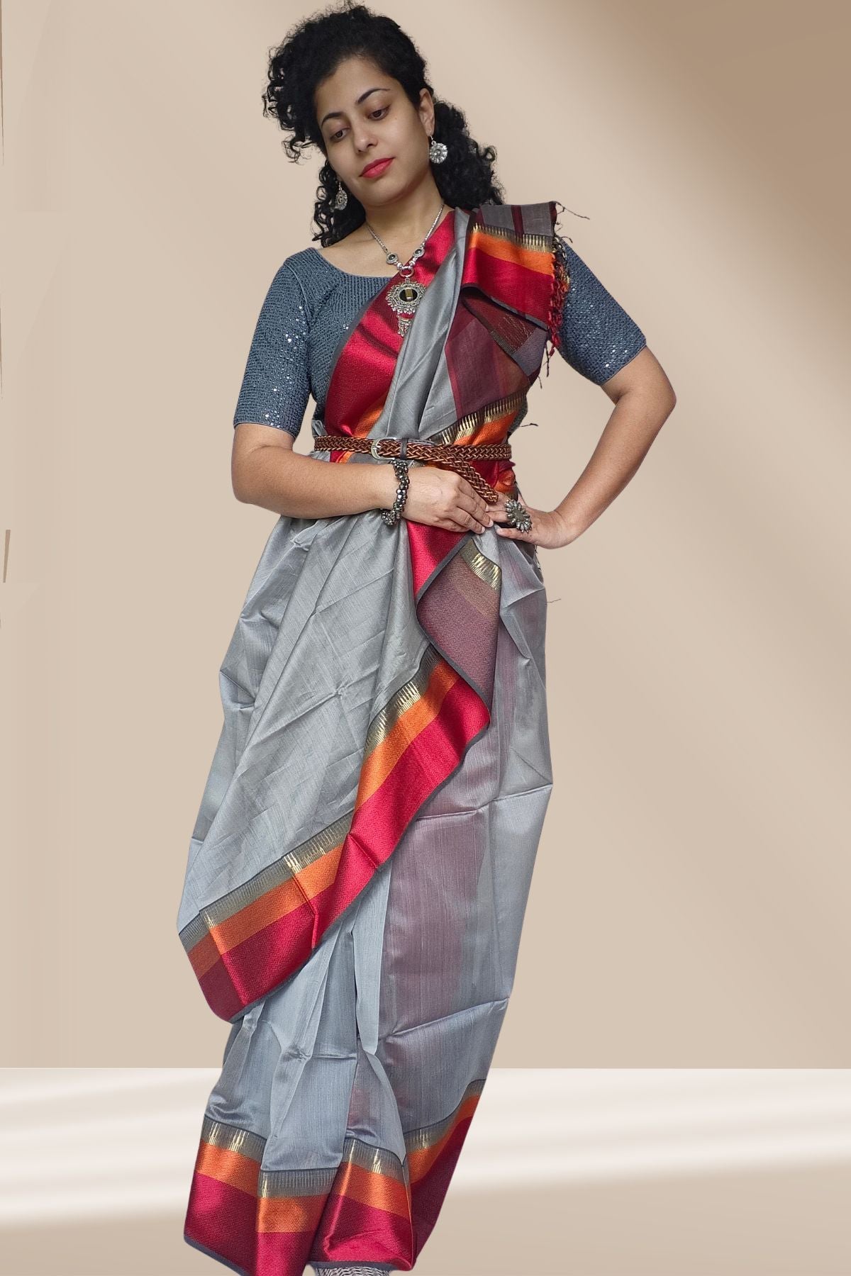 Multi-Colour Kell Border Maheshwari Saree