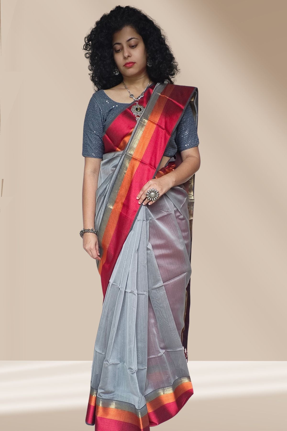 Multi-Colour Kell Border Maheshwari Saree