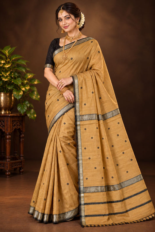 Mustard Star Buti Maheshwari Saree