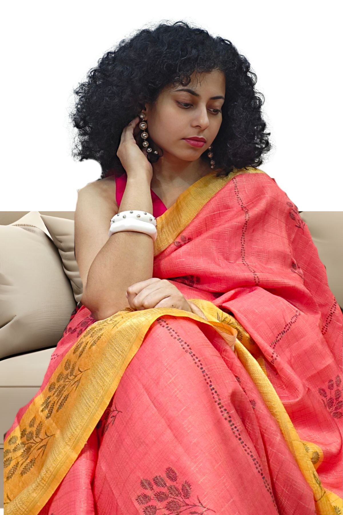 Pink Chennur Printed Saree
