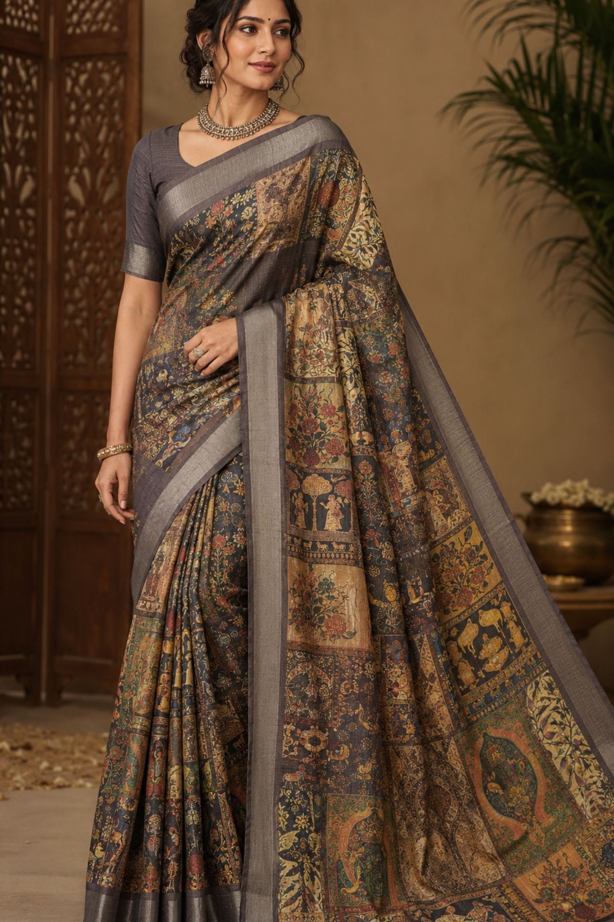 Pedana Kalamkari Silk Saree
