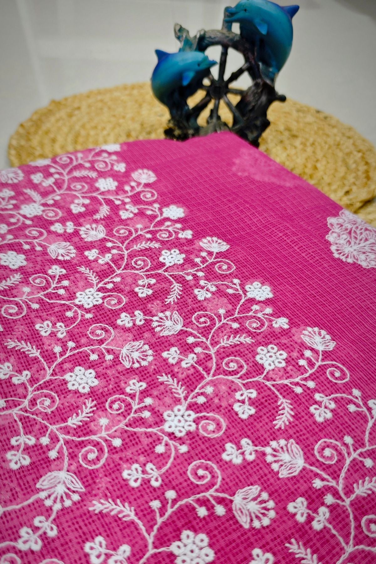 Pink Manipuri Checks Cotton Saree
