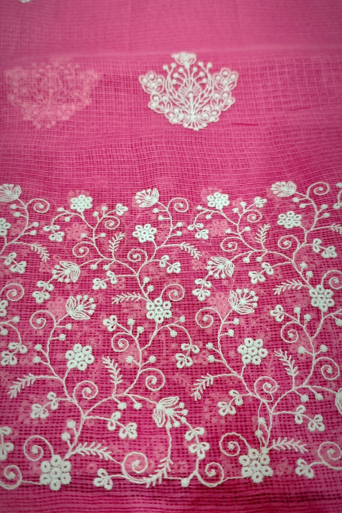 Pink Manipuri Checks Cotton Saree