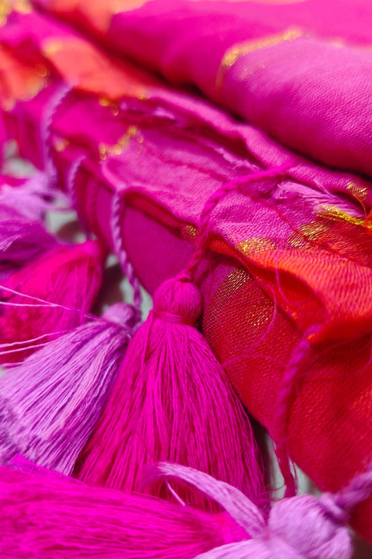 Pink Mulcotton Saree