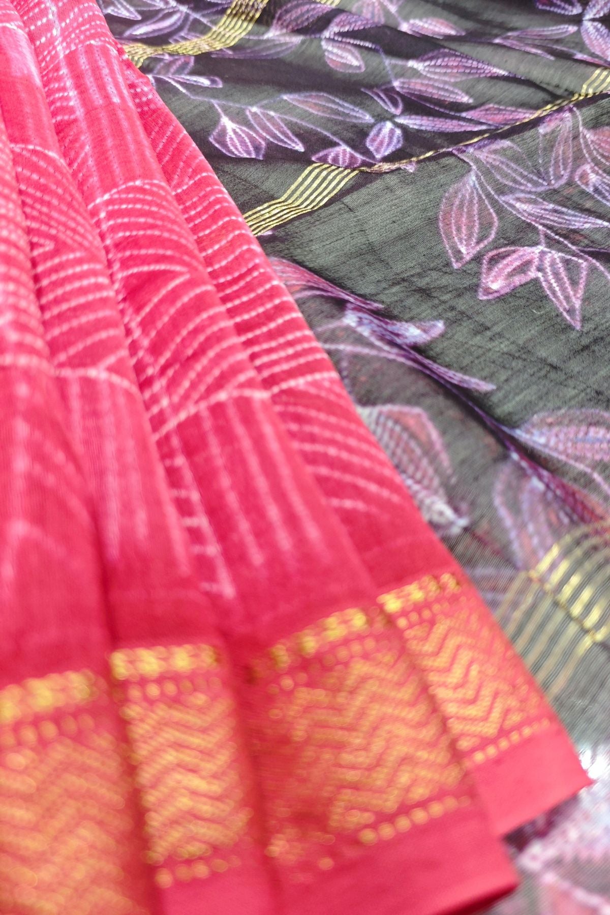 Pink Shibori Maheshwari Saree