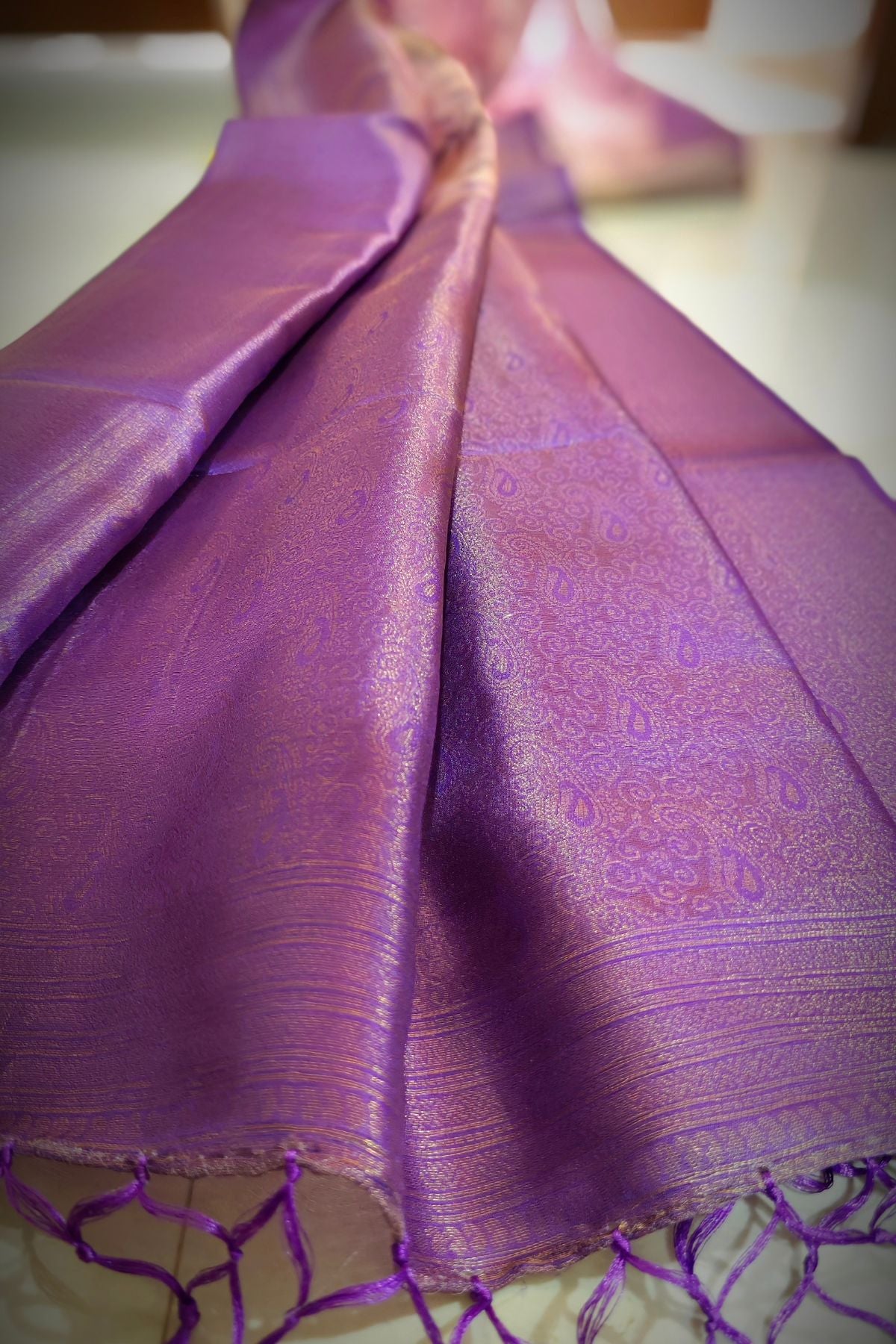 Lavender Rajguru Printed Saree
