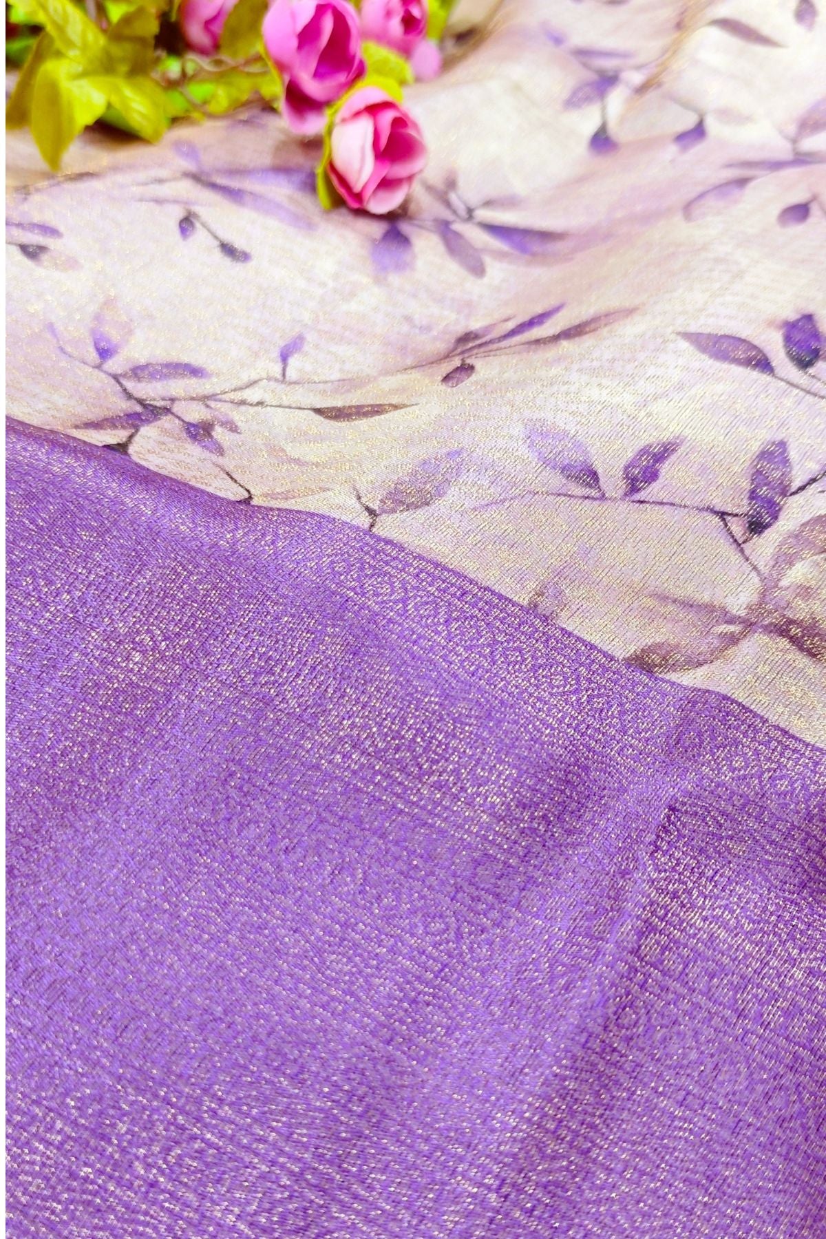 Lavender Rajguru Printed Saree
