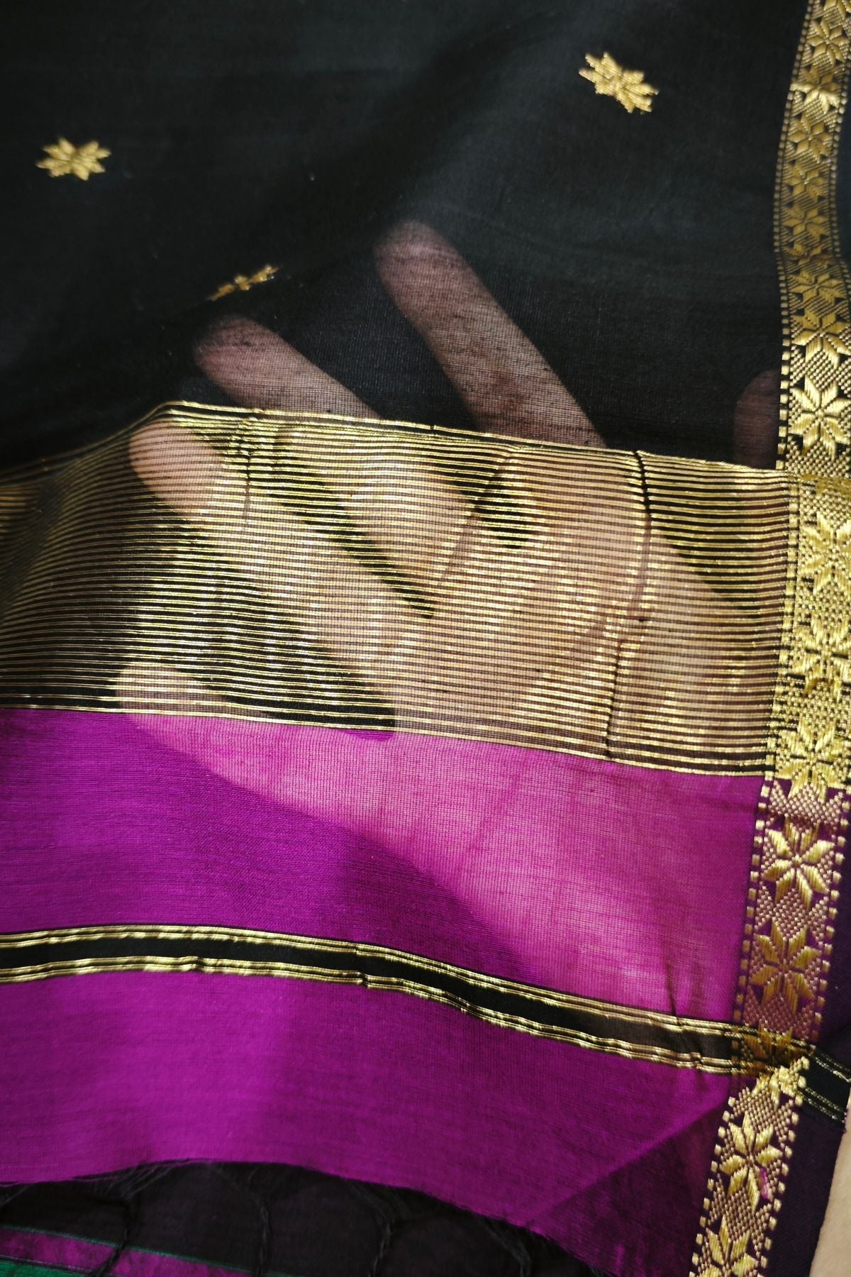 Purple Star Buti Maheshwari Saree