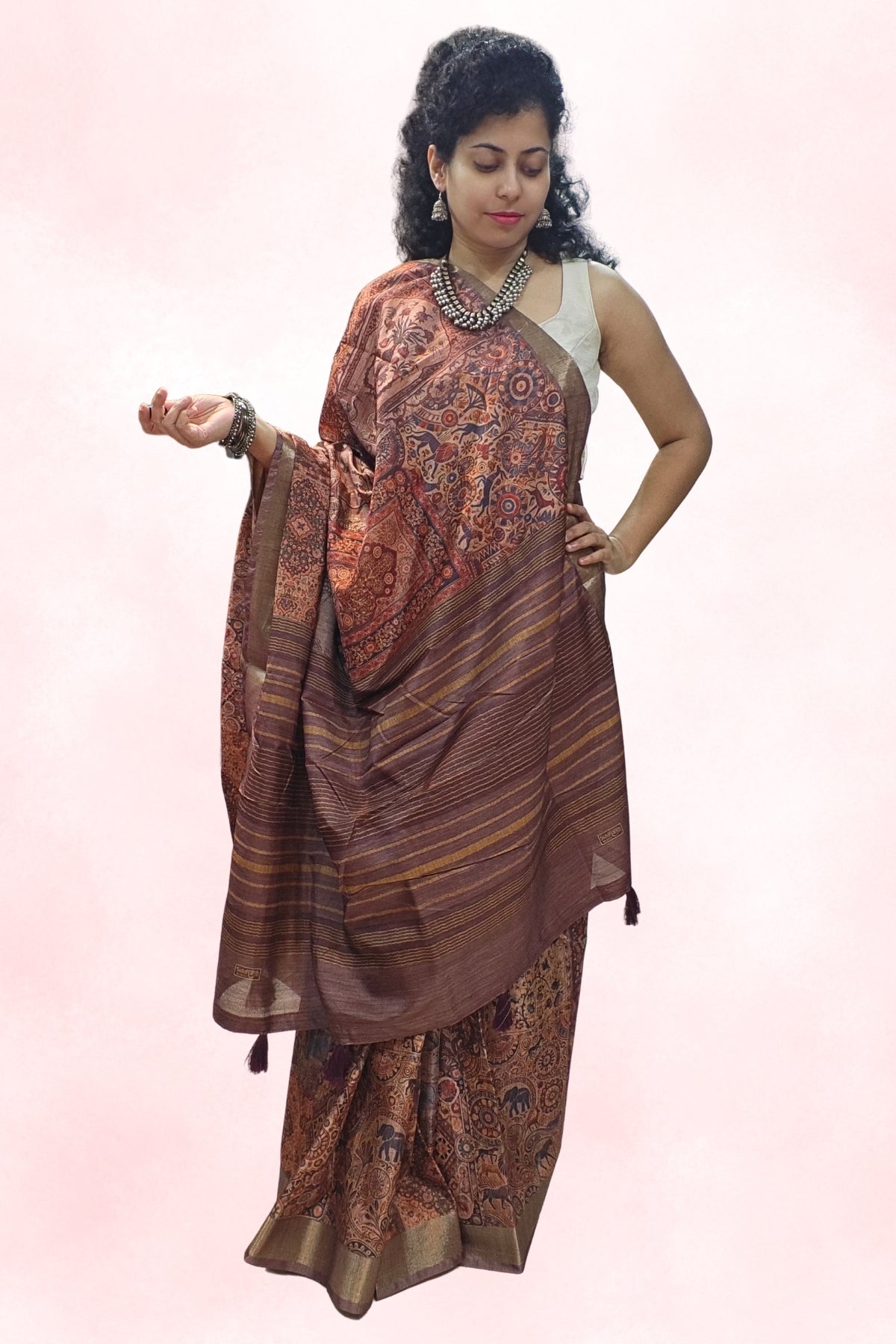 Red Pedana Kalamkari Silk Saree