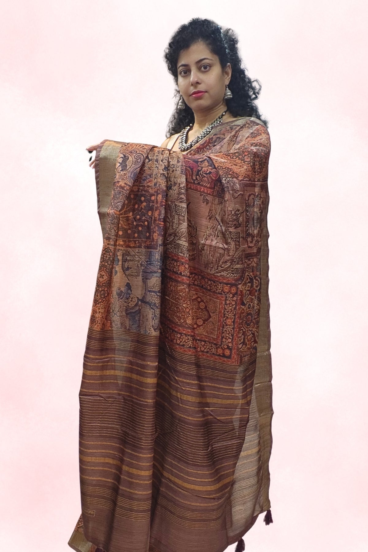 Red Pedana Kalamkari Silk Saree