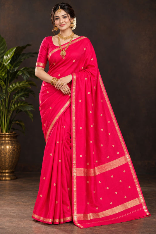 Red Star Buti Maheshwari Saree
