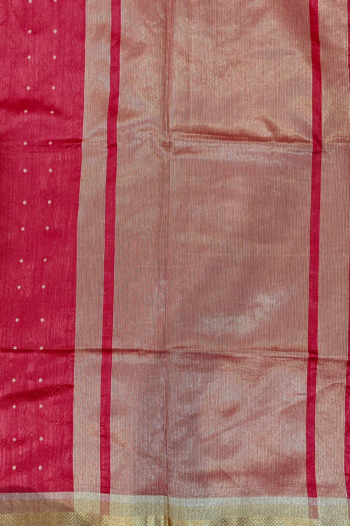 Red Tussar Polka Saree