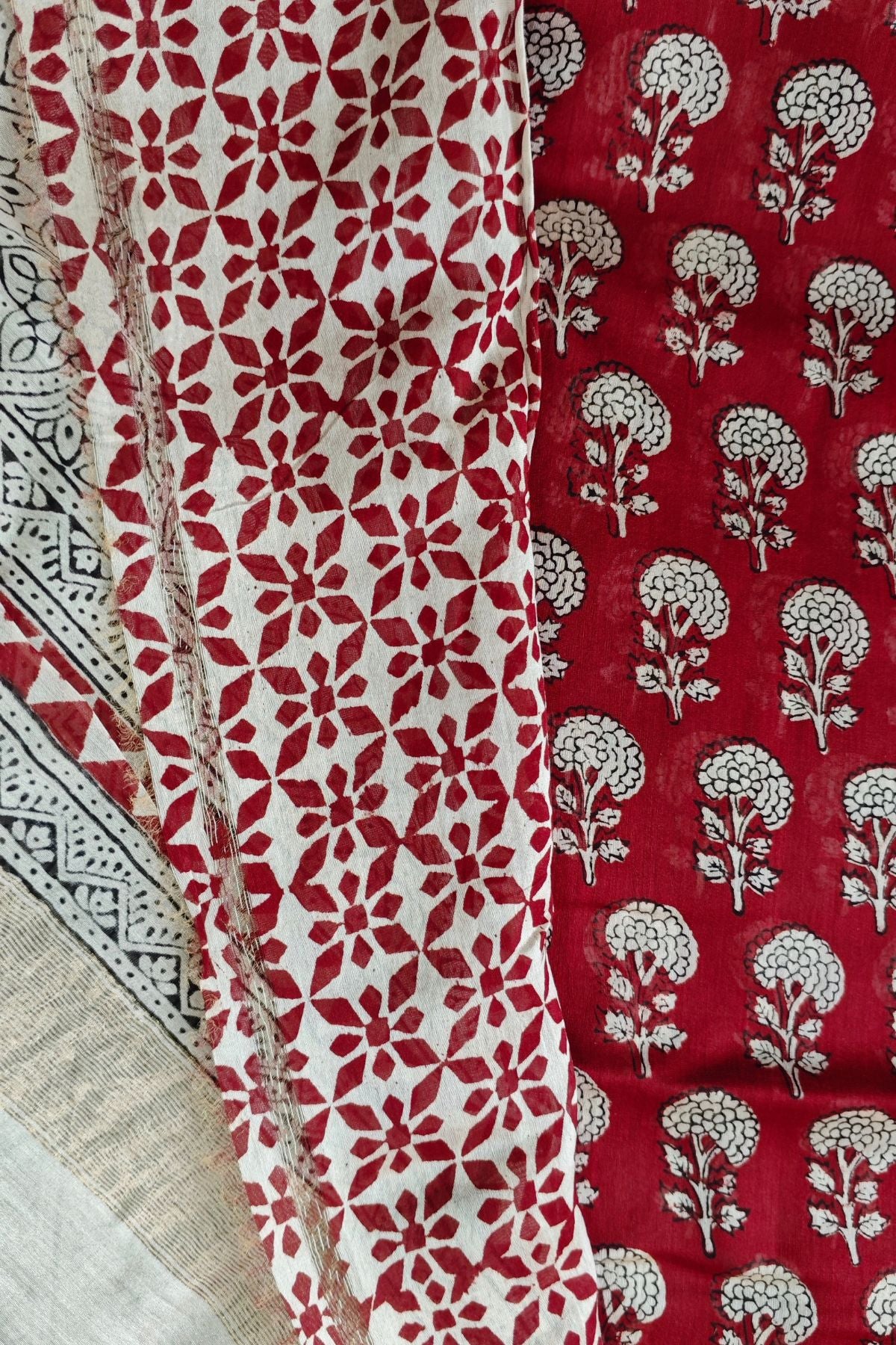 Red Bagh Print Maheshwari Saree 2