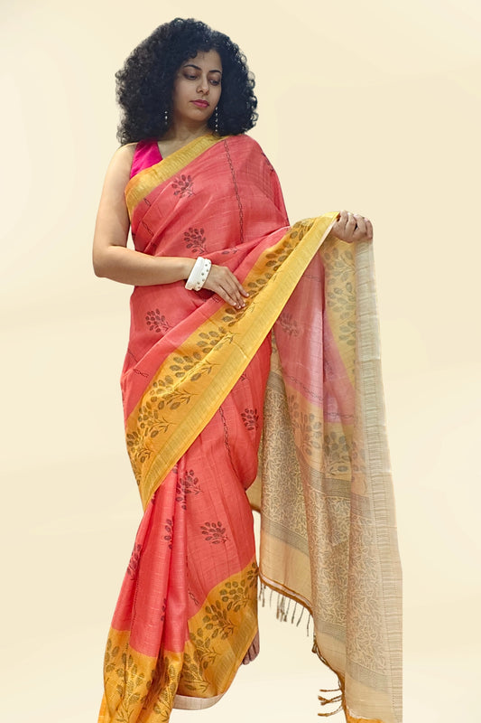 Pink Chennur Printed Saree